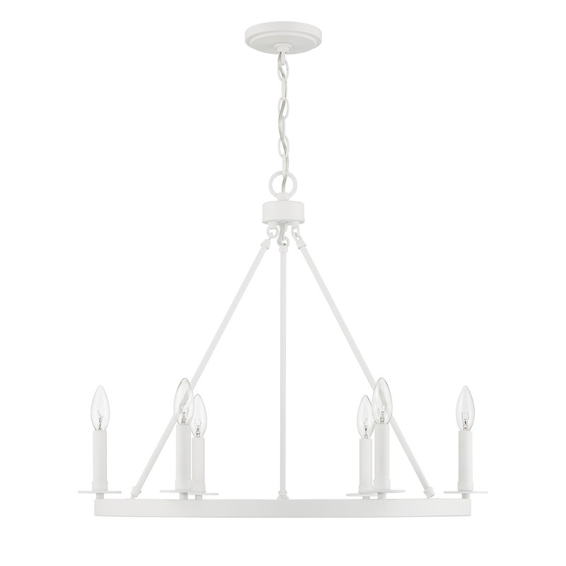 Lustre 6 lumières Fontanne en blanc bisque