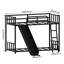 Lit superposé en métal avec glissade, teinte noire, peu encombrant pour les petites chambres à coucher, garde-corps, glissière à assemblage rapide, espaces compacts d'apparence, lit superposé, facile à compléter