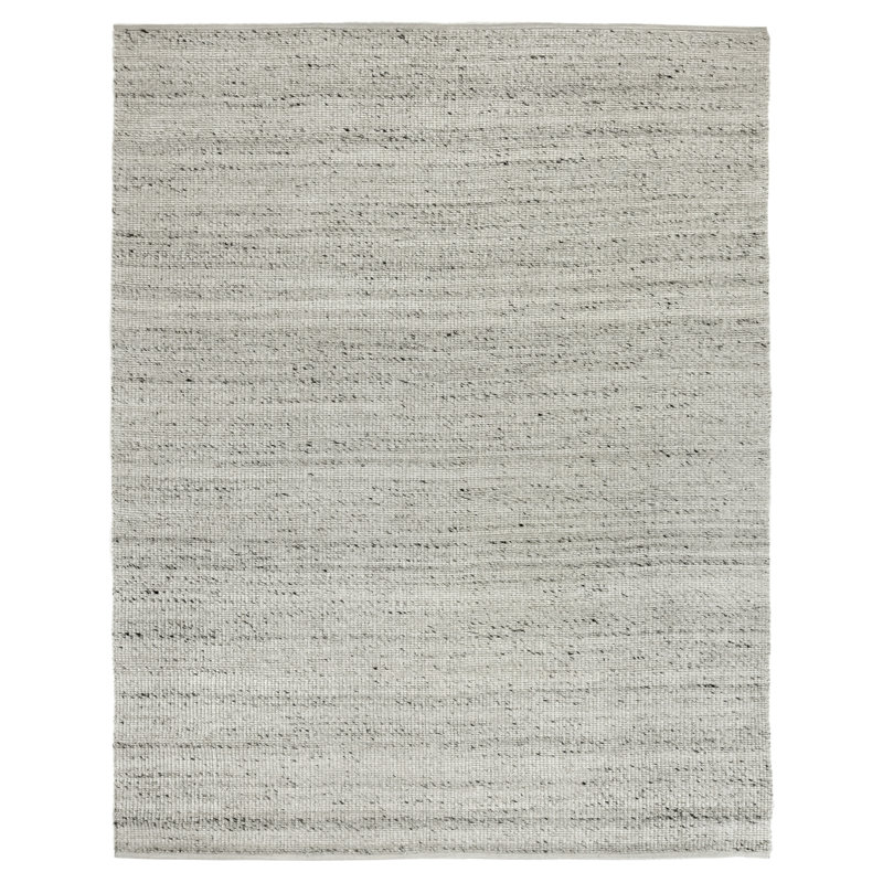 Hesse Hand-Loomed Polyester/Cotton Light Silver Area Rug, Rectangle 10' x 14'
