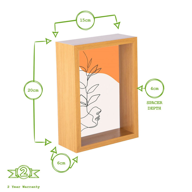 Nicola Spring - 3D Deep Box Photo Frames, Light Wood, 13cm x 18cm
