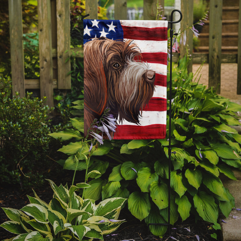 Polyester à 2 côtés 15 x 11 po drapeau de jardin, Griffon d'arrêt à poil dur