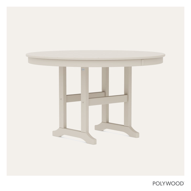 POLYWOOD Round Farmhouse Dining Table, Sand, 48"