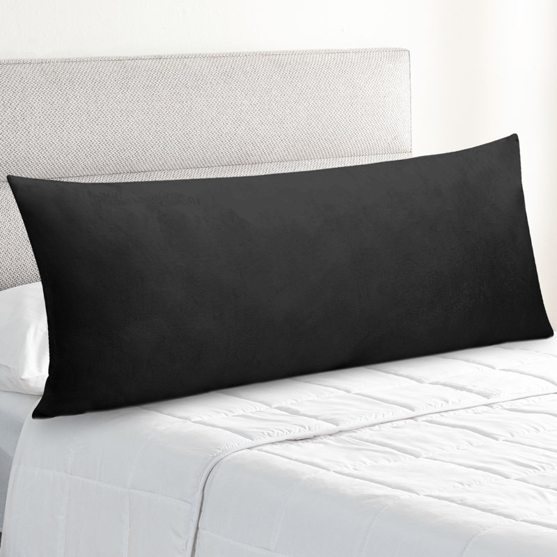 Oreiller pour le corps rempli de fibres creuses, 20 po x 54 po, blanc, Noir