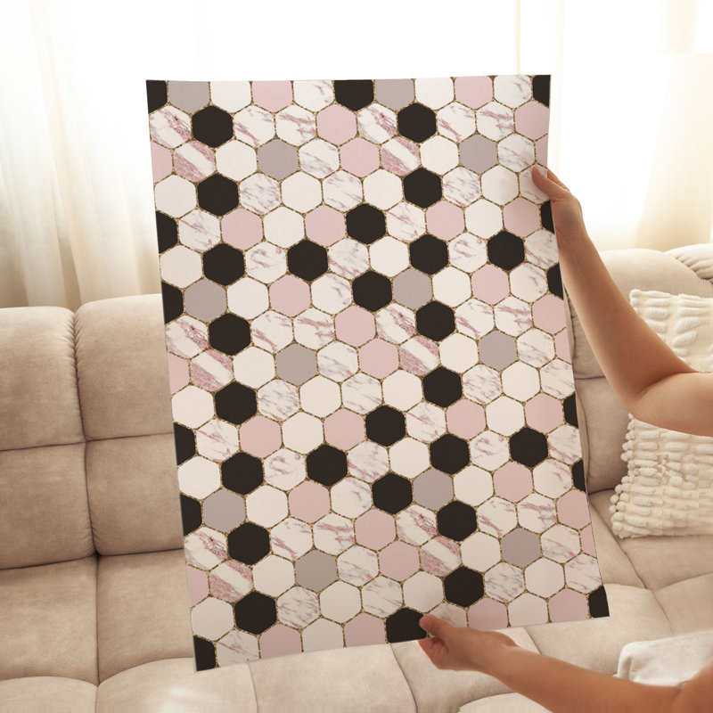 Motif hexagonal abstrait I, reproduction d'art moderne sans cadre Mid-Century, H 7 po x l 5 po