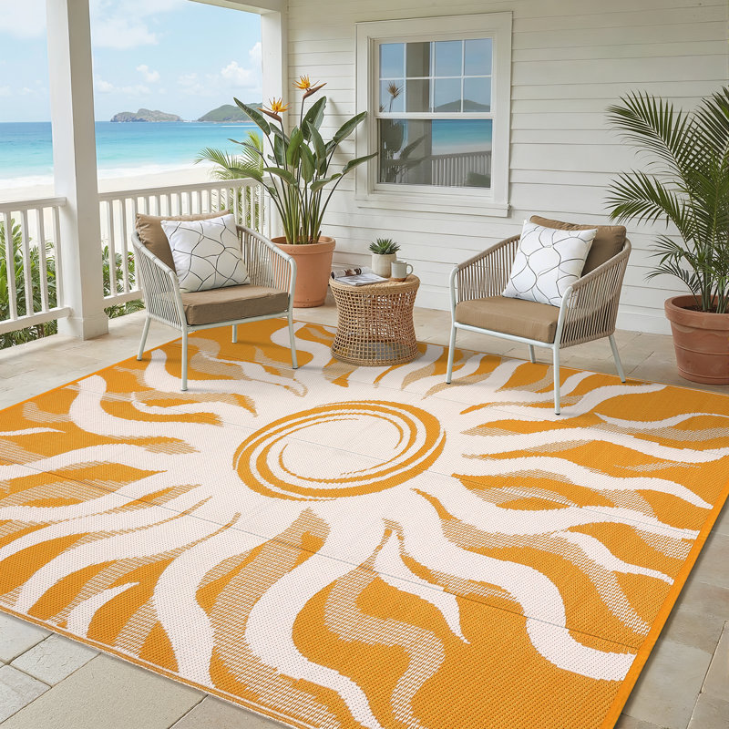 Tapis d'extérieur imperméable pour l'extérieur, Rectangle de 5 pi x 8 pi, Blanc