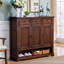 Banc de rangement pour chaussures en bois massif brun foncé