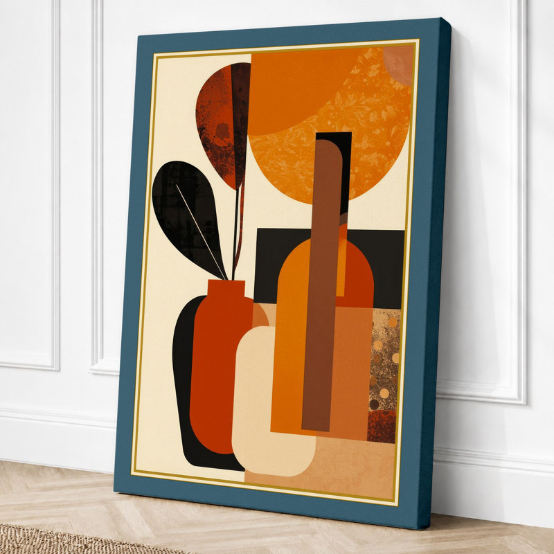 Modernist Still Life Art Deco - Wrapped Canvas, 18x12 - 45.7 x 30.5 cm, Teal Border