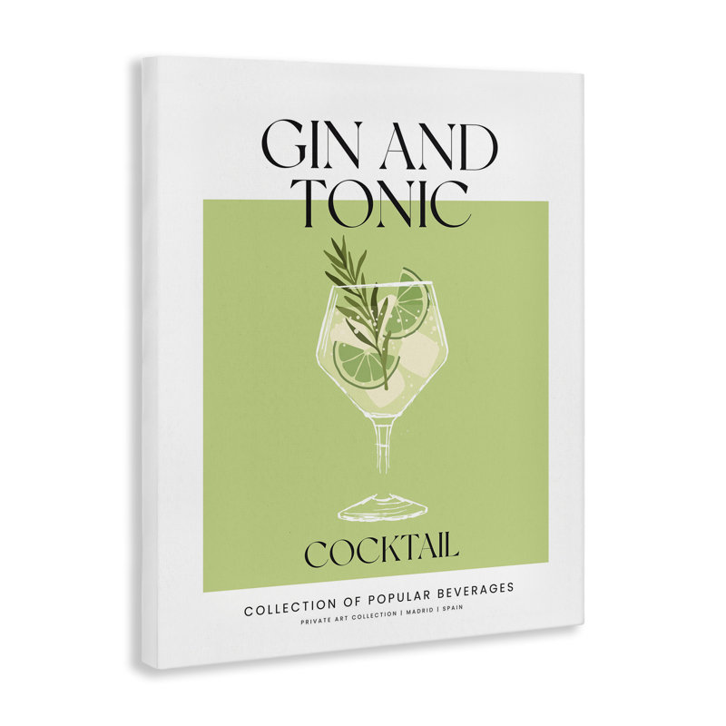 Art mural sur toile Minimal Gin and Tonic, design par Lettré et doublé, H 20 po x l 16 po