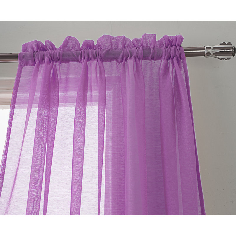 Panneau de rideau transparent simple de couleur unie avec passe-tringle Landose, Lilas, l 55 po x L 84 po