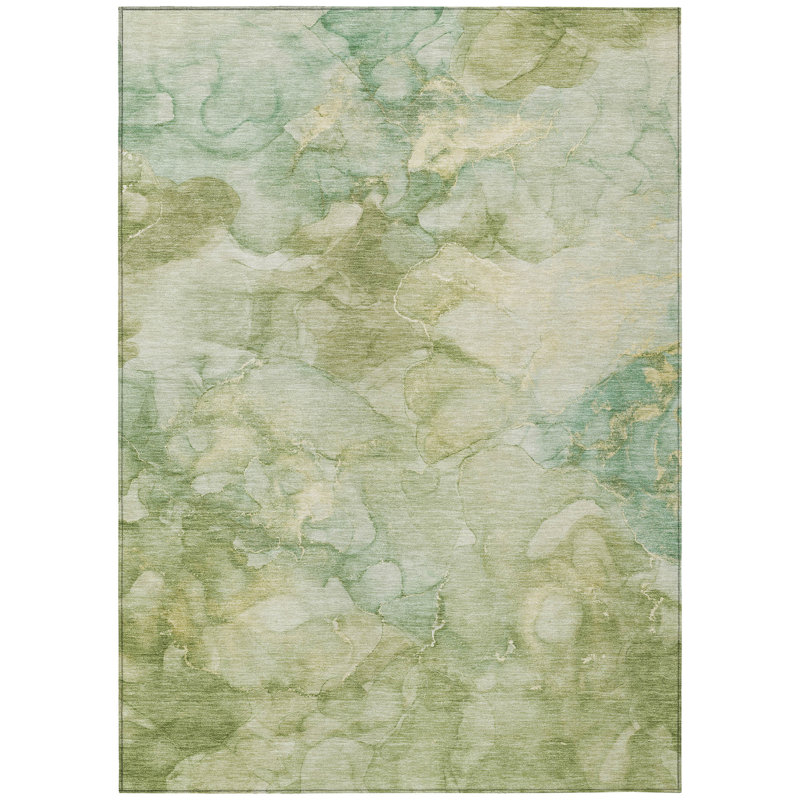 Machine Washable Indoor/Outdoor Xhevrie Aloe Rug, Rectangle 9' x 12'