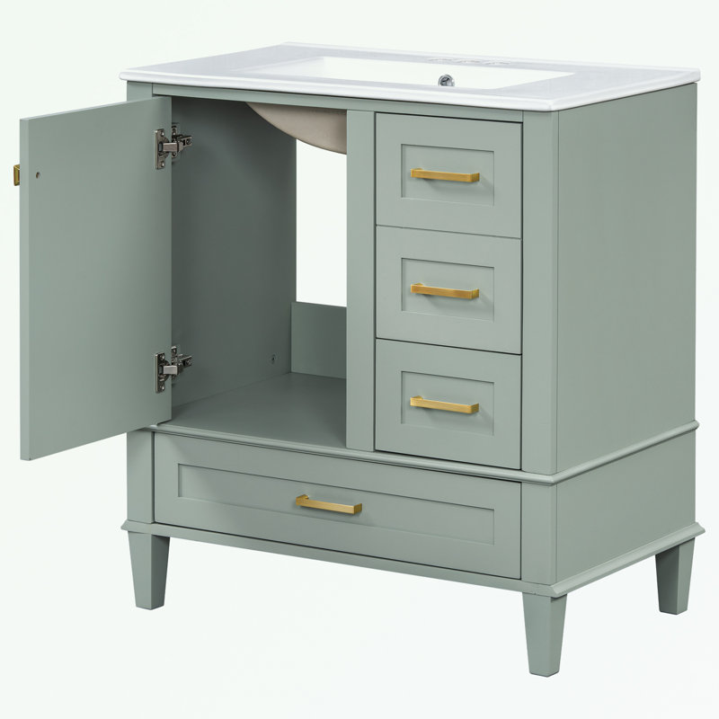 Richi Freestanding Bathroom Cabinet, Light Green