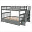Lit superposé avec rangement et lit superposé double avec lit gigogne simple, bois massif gris doux pour chambre à coucher et dortoir