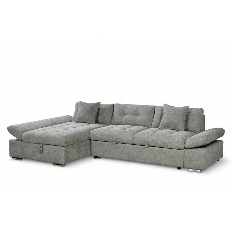 Aayush 4 Seater Sofa Bed, Grey, Left Hand Facing