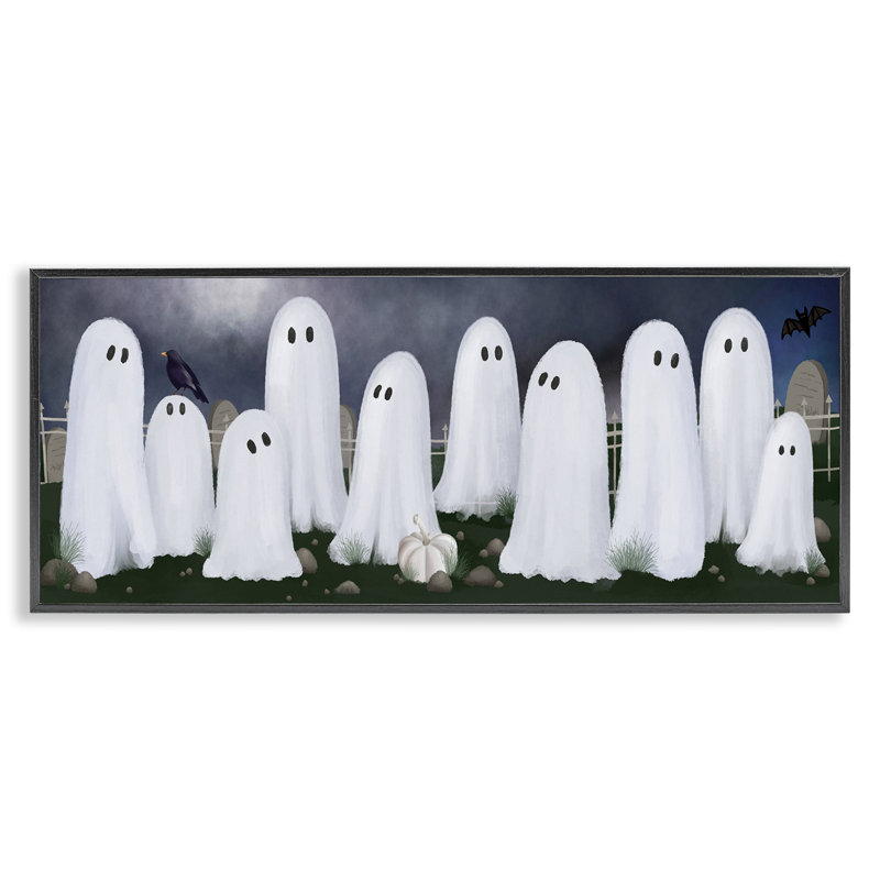 Ghost in Graveyard, giclée encadrée, design par Jennifer Stith, H 10 po x l 24 po, Giclée encadrée noir minuit