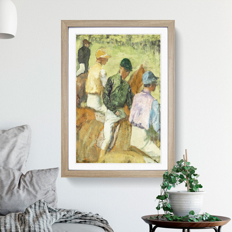 Four Jockeys by Edgar Degas - Picture Frame Painting, 65cm H x 48cm W x 2cm D, Oak Framed