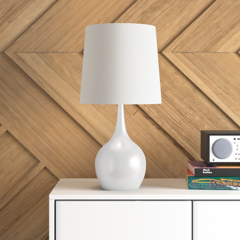 Lampe de chevet en métal 24 "avec abat-jour Hauge, Blanc, Non