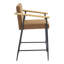 Tabouret de comptoir de 2 po au design Mid-Century, noir et brun, structure en métal, siège d'évier souple, bois naturel, largeur 2 et profondeur moderne 2, finition brun rougeâtre, structure, coussins confortables, massif 300