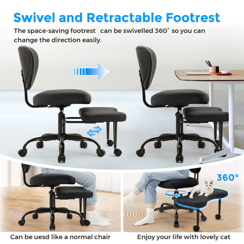 Ergonomic Office Chair,Cross Legged Desk Chair,360°Swivel Meditation Chair with Wheels,ADHD Desk Yoga Chairs,Adjustable Height for Meditation,Wide Criss Cross Design,Lumbar Support,Kneeling Chair