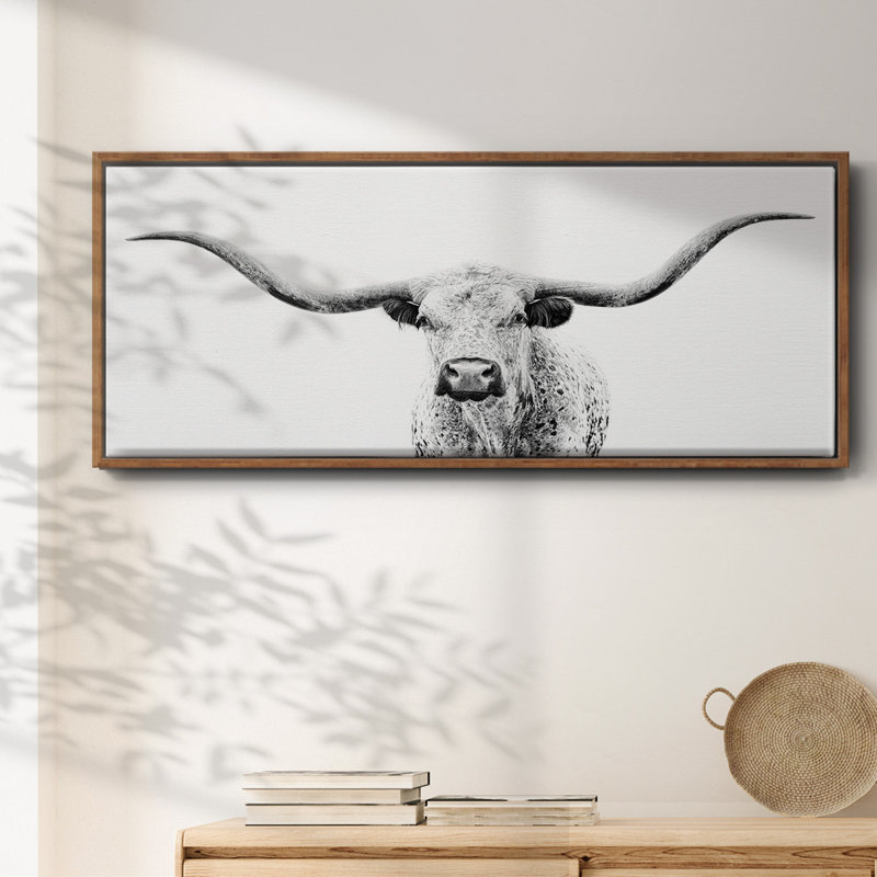 Longhorn Gaze- Framed Canvas