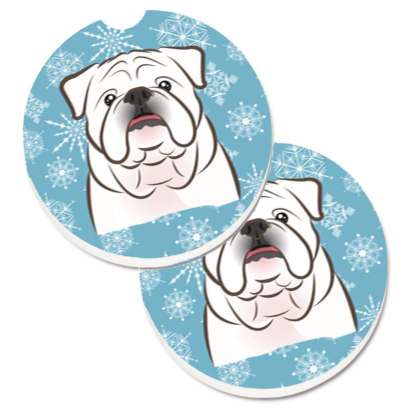Sous-verre de voiture de neige, Bouledogue anglais blanc