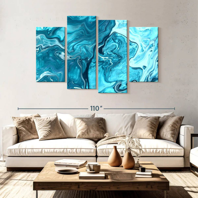 Vagues de marbre Avery abstraites, H 54 po x l 84 po