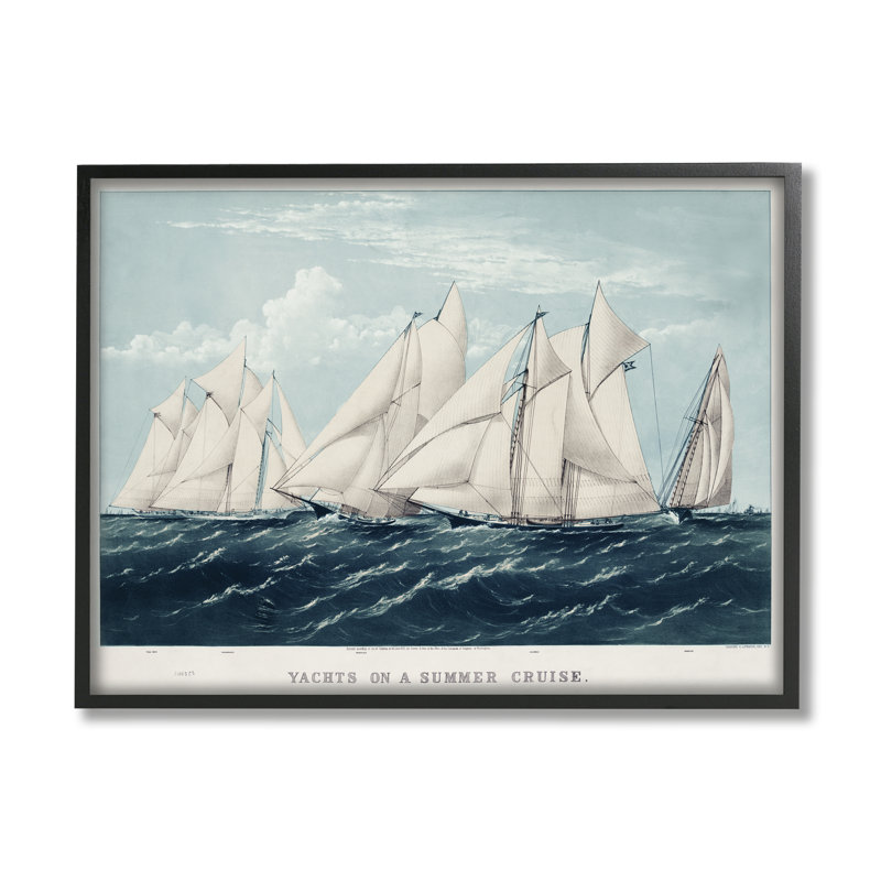 Yacht rétro rétro par Vision Studio, Giclée encadrée noir minuit, H 11 po x l 14 po x P 1,5 po