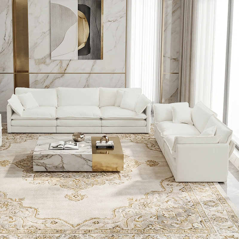 Ensemble de salon, canapé en chenille, ensemble de canapé pour le salon, Beige