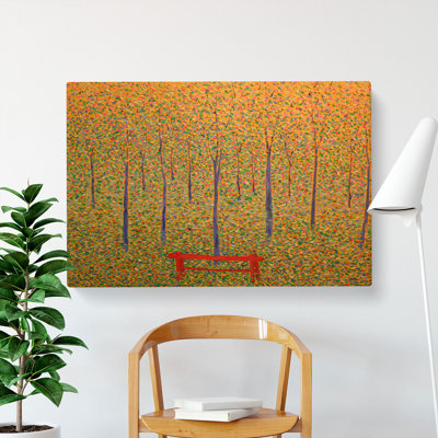 Red Park Bench by Georges Seurat - Wrapped Canvas Painting