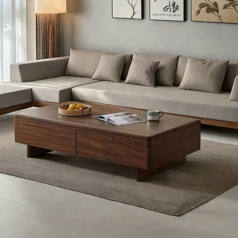 Table basse moderne avec plateau épais