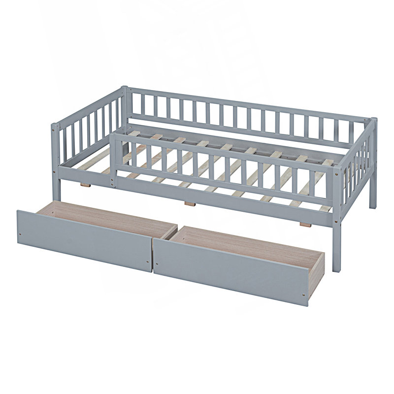 Twin Size Daybed With Two Drawers, Day Bed, Gray