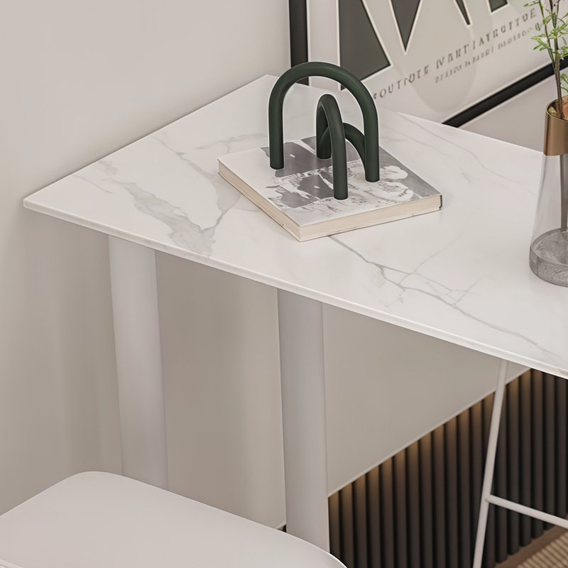 Table de bar en pierre crème, Blanc, H 41,3 po x L 55,1 po x l 15,7 po