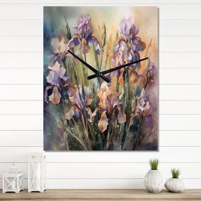 Janiyla - Floral Irises Wall Clock