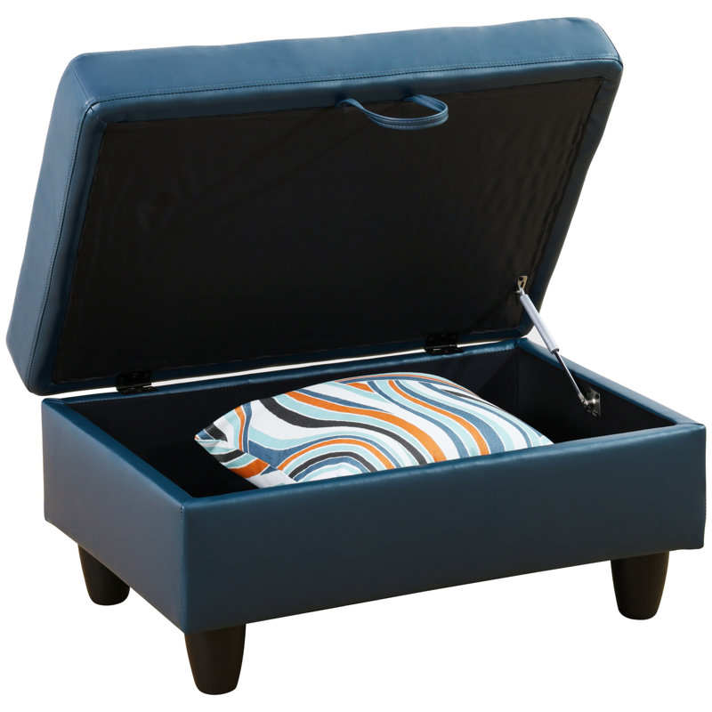 Canapé et méridienne en similicuir bleu marine avec repose-pieds avec rangement
