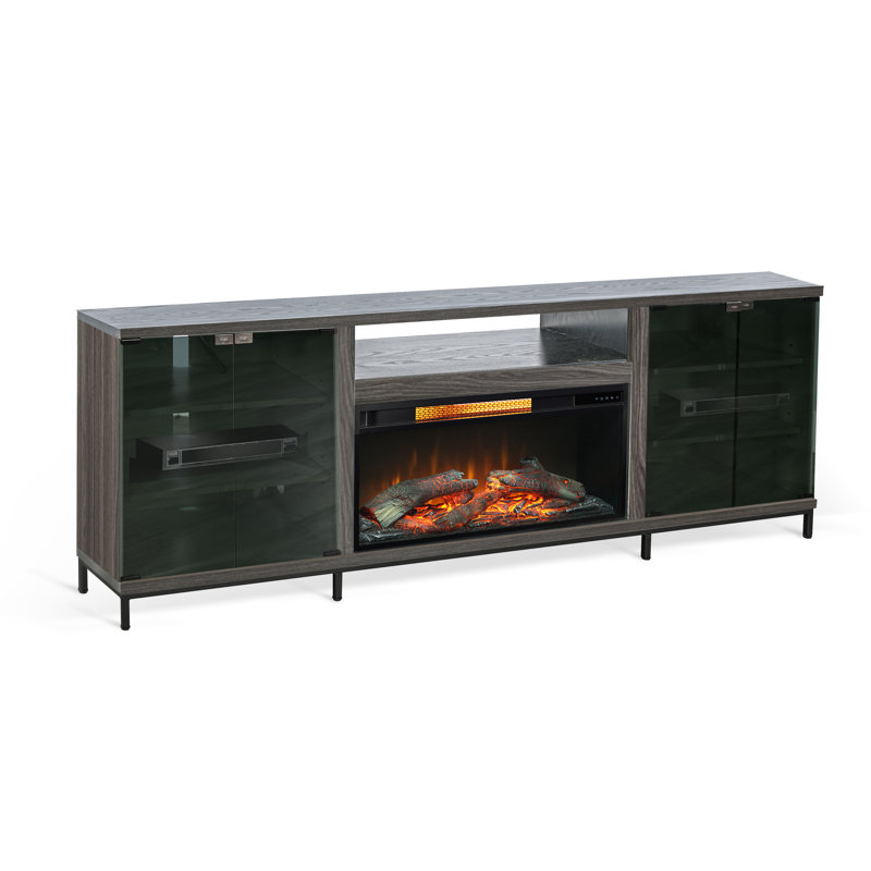 Console multimédia 70 po avec foyer électrique , Gris