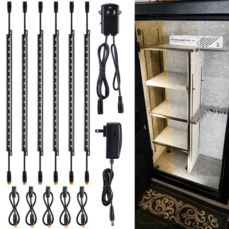 Ensemble d'éclairage DEL sécuritaire, barres lumineuses 12 po (6) + capteur de mouvement + adaptateur d'alimentation UL
