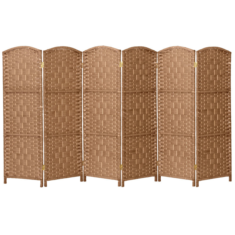 2 Ft. Tall Diamond Weave Fiber Room Divider - Dark Mocha - 8 Panel, 6, 3 ft, Natural