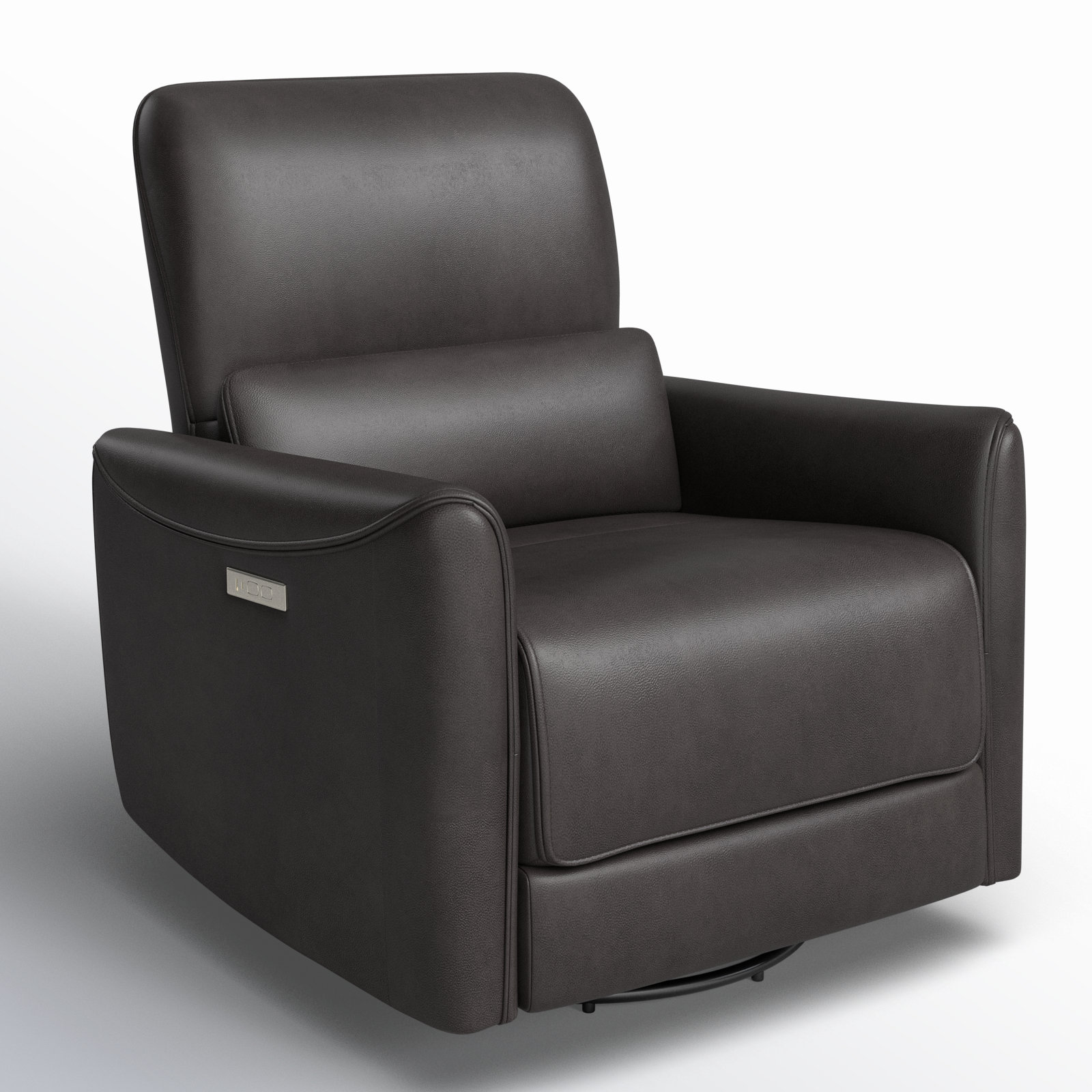 Santo 33" Genuine Leather Swivel Power Recliner, Impression Dark Grey Top Grain Leather