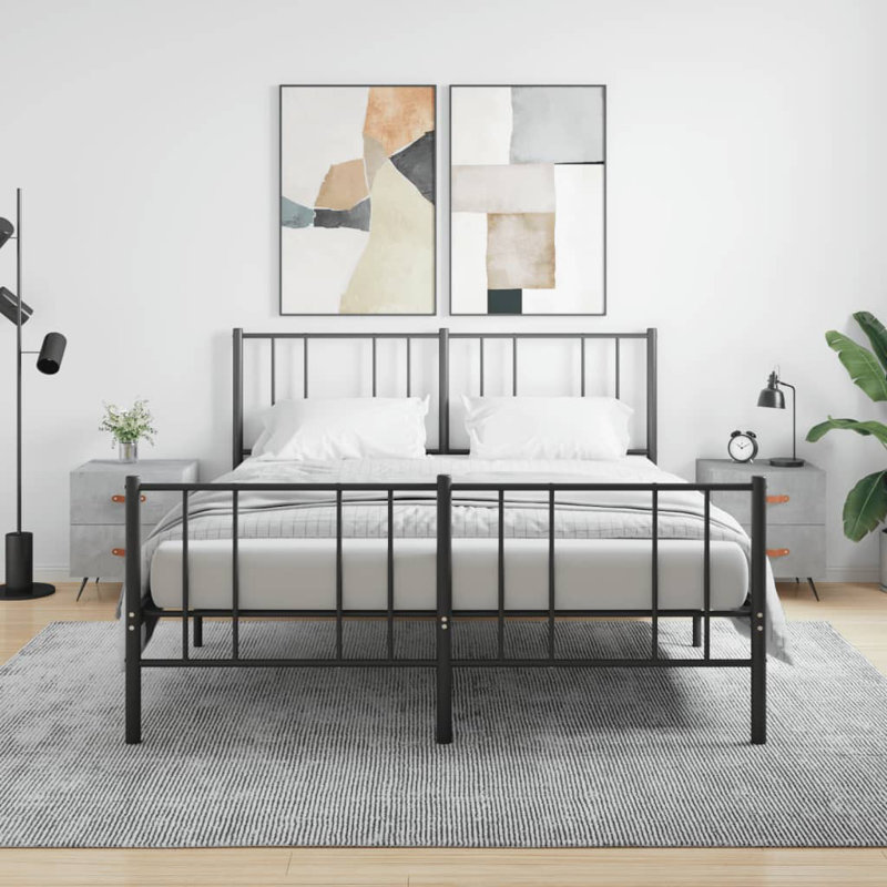 Hilaire 40cm W Iron Bedside Table, Set of 2, Grey Sonoma