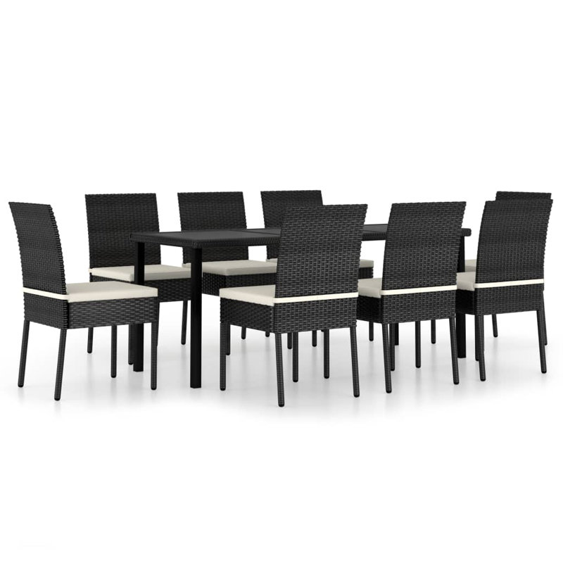 Ensemble repas 8 personnes avec coussins Khamil, Blanc, Noir