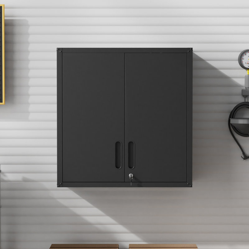29.5” W Metal Garage Storage Cabinet - Adjustable Shelf., Black