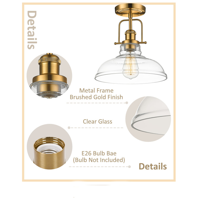 Doonfin Glass Semi Flush Mount, Champagne Bronze