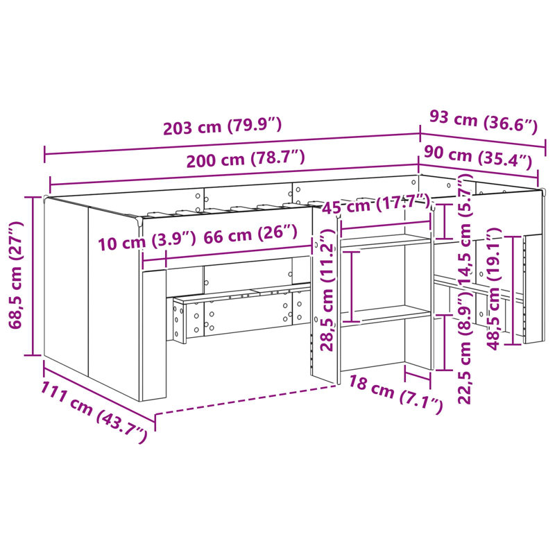 High Sleepers, European Single (90 x 200 cm), White