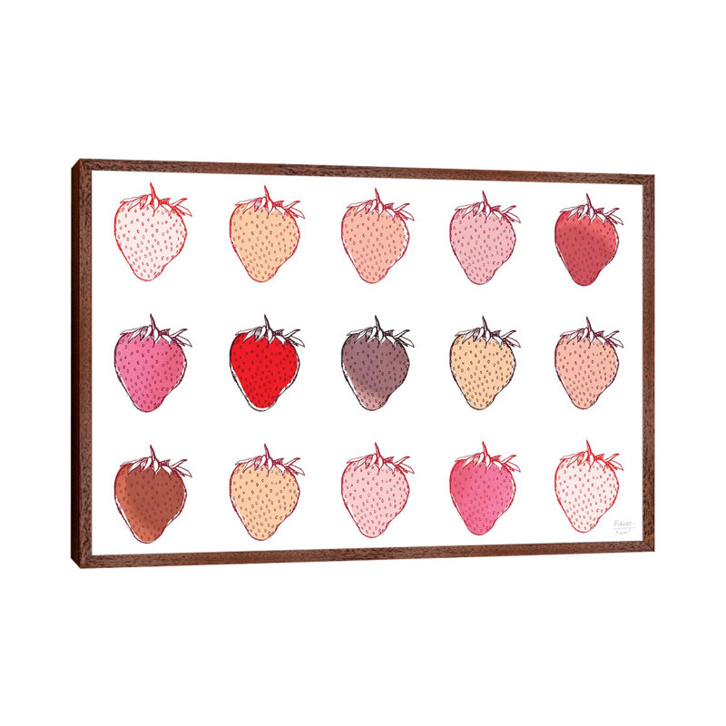 Strawberries - Print on Canvas, Classic Brown Wood Floater Framed, 101.6cm H x 152.4cm W x 3.81cm D