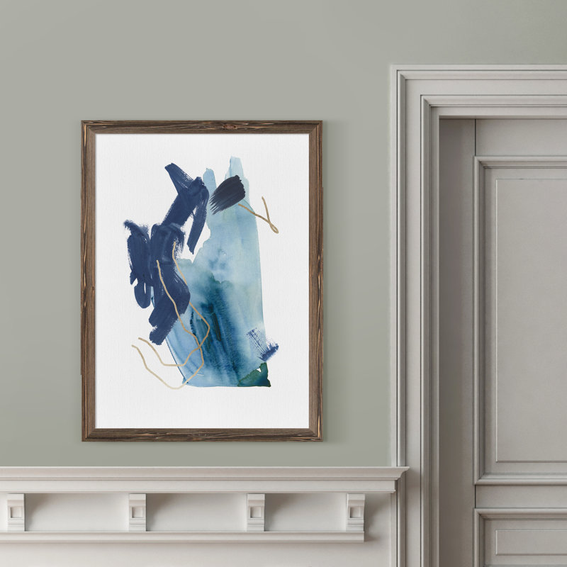 « Indigo Collide III », reproduction d’art encadrée, H 32 po x l 44 po x P 1,3 po, Espresso Framed Canvas
