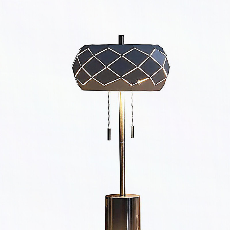 28" In Legeme Mid Century Danish 2-Light Steel Pull Chain Table Lamps