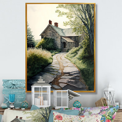 Charmante cabane et chemin III - Impression sur toile