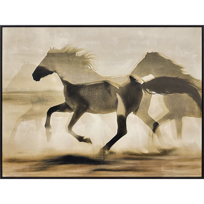 Art mural encadré "Galoping Shadows" - 48 po x 36 po - cadre brun