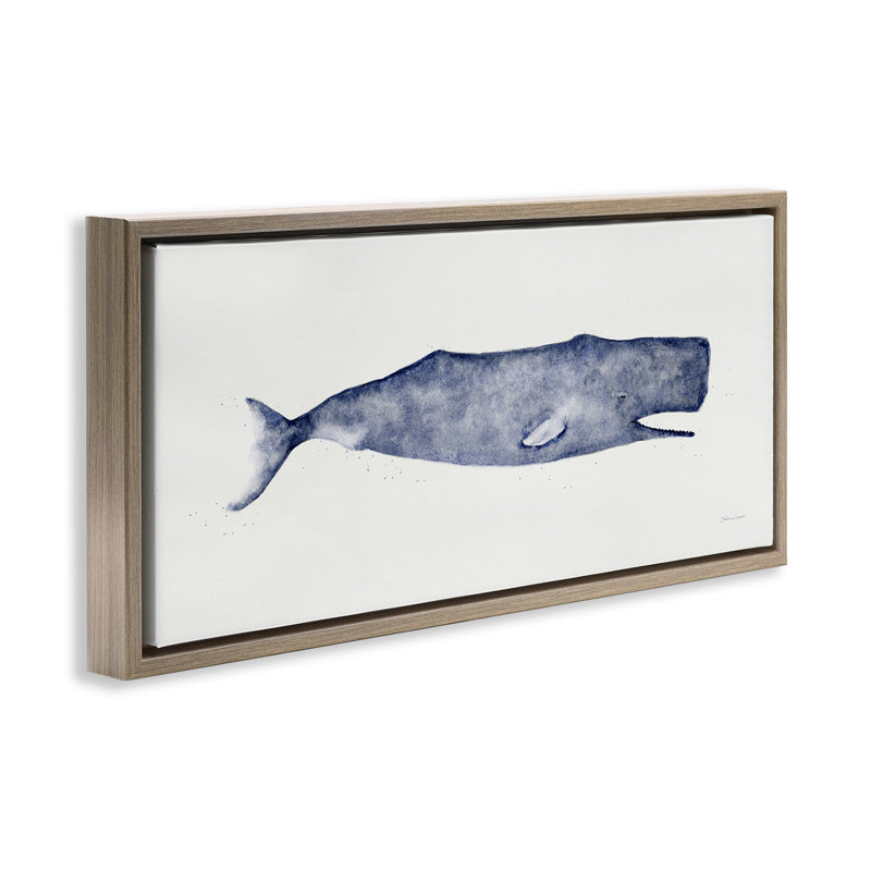 Illustration classique d'aquarelle de baleine, Cadre flottant orme Montalcino, H 11 po x l 25 po