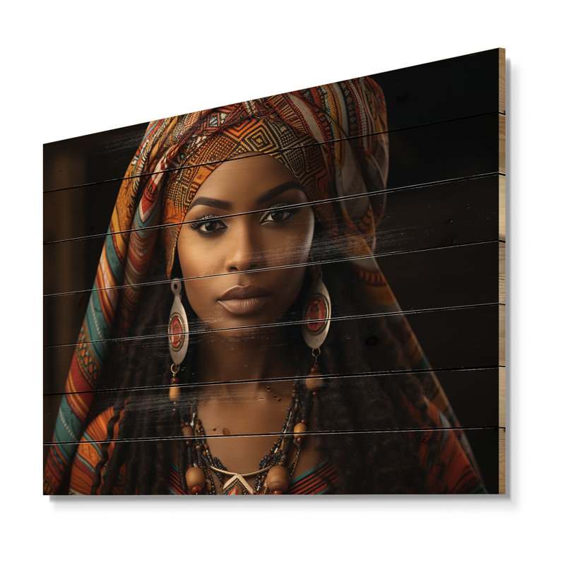 Emahiya tribal africain sur impression sur bois, H 10 po x l 20 po x P 0,78 po