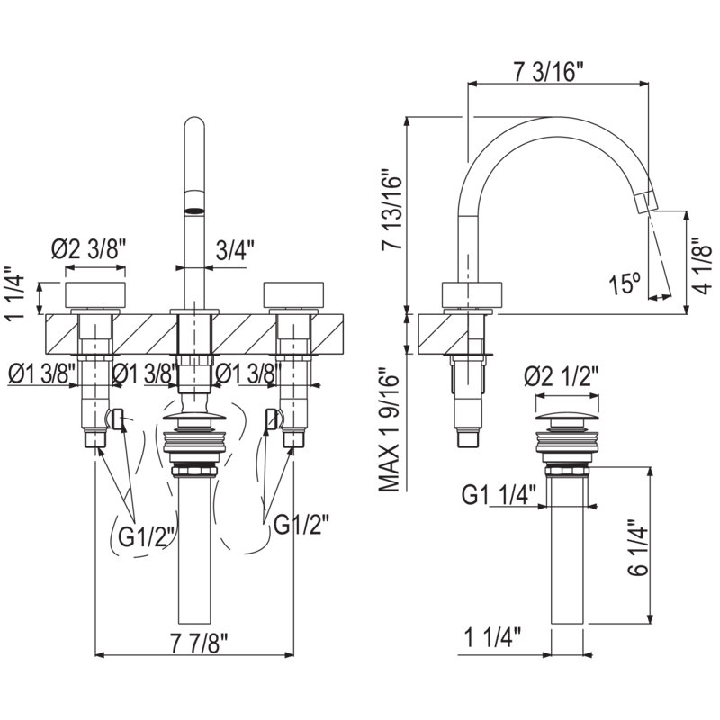 Eclissi™ Widespread Bathroom Faucet with Drain Assembly, Satin Nickel